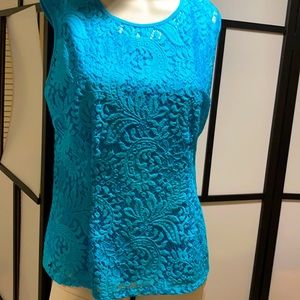 Linea by Louis Dell Olio sleeveless top, size small, Aqua blue